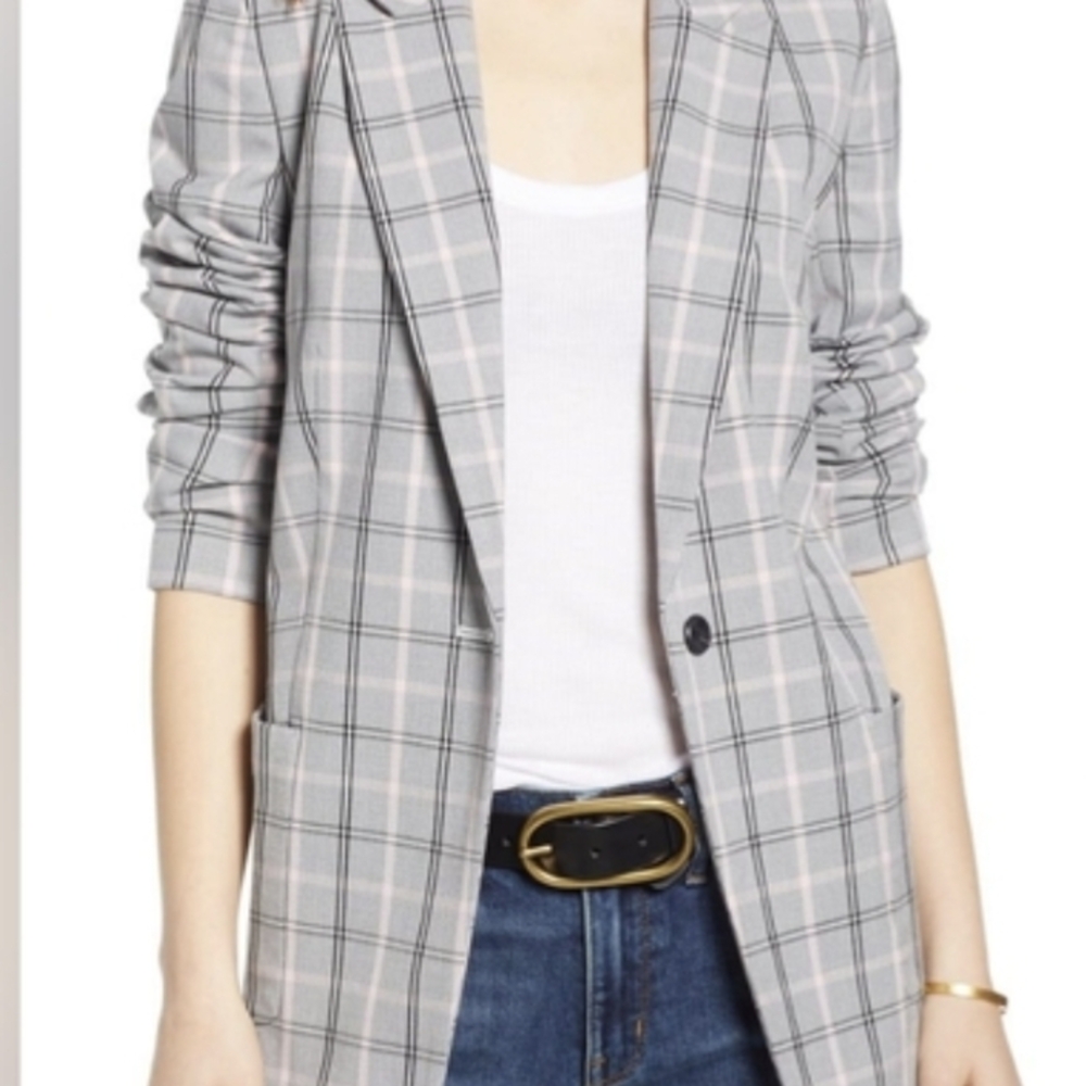 Treasure & Bond Light Gray Plaid Blazer
